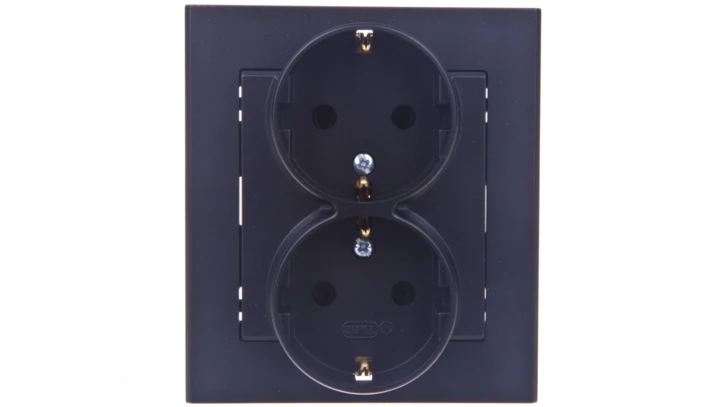 SONATA Gniazdo podwójne z/u Schuko czarny metalik GP-2RS/33