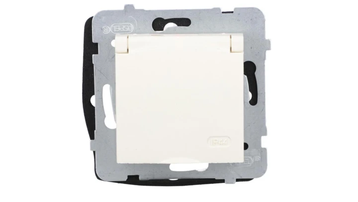 ARIA Gniazdo bryzgoszczelne z/u IP44 wieczko kolor ecru GPH-1UZ/m/27/w