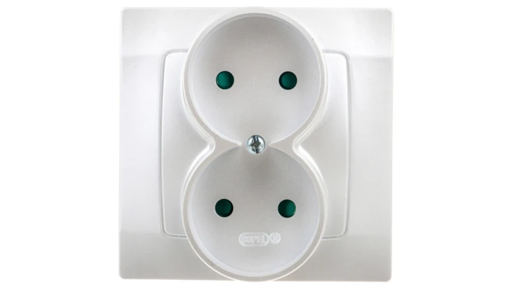 KARO Gniazdo podwójne b/u z przesłonami srebrny perłowy GP-2SP/43