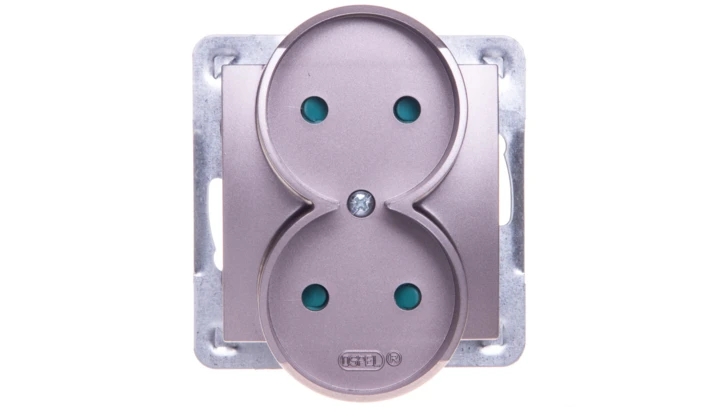 IMPRESJA Gniazdo podwójne b/u z przesłonami tytan GP-2YRP/m/23