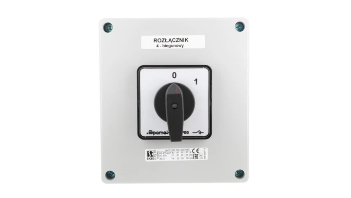 Łącznik krzywkowy 80A rozłącznik 0-1 4 - biegunowy w obudowie OB17 SK80-2.8210\OB17