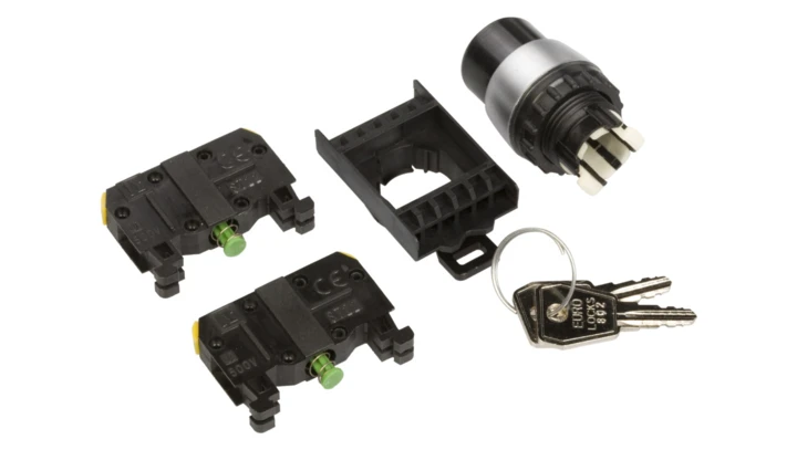 Przełącznik 3 połóżeniowy klucz 22mm czarny 2Z bez samopowrotu ST22-SAAA-20.