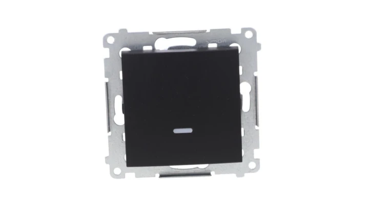Simon 54 Łącznik jednobiegunowy z sygnalizacją załączenia LED (moduł) 10AX 250V szybkozłącza, czarny mat DW1ZL.01/49