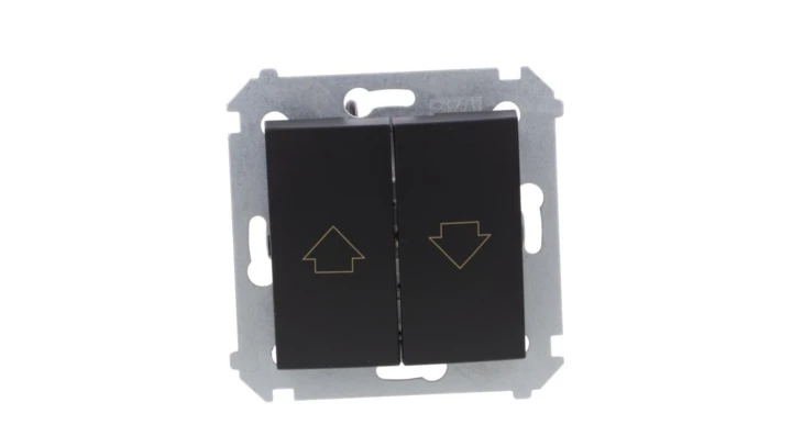 Simon 54 Przycisk roletowy do sterowania roletą z wielu miejsc (moduł) 10AX 250V zaciski śrubowe czarny mat DZP1W.01/49