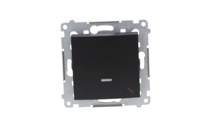 Simon 54 Łącznik schodowy z podświetleniem LED (moduł) 10AX 250V szybkozłącza, czarny mat DW6L.01/49