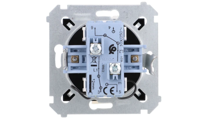 Simon 54 Łącznik schodowy podwójny z podświetleniem (moduł) 10AX 250V zaciski śrubowe czarny mat DW6/2L.01/49