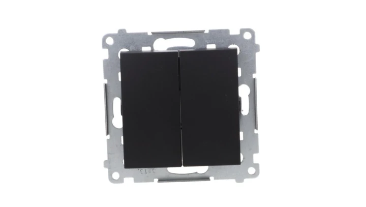 Simon 54 Łącznik świecznikowy do wersji IP44 (moduł) 10AX 250V szybkozłącza, czarny mat z wkładkę uszczelniającą DU1W DW5B.01/49