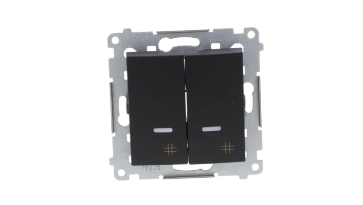 Simon 54 Łącznik krzyżowy podwójny z podświetleniem (moduł) 10AX 250V szybkozłącza, czarny mat DW7/2L.01/49