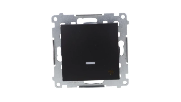 Simon 54 Łącznik krzyżowy z podświetleniem LED (moduł) 10AX 250V szybkozłącza, czarny mat DW7L.01/49