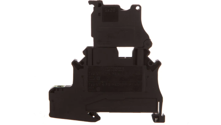 Złączka szynowa z bezpiecznikiem 5x20 2-przewodowa 4mm2 czarna LED 250V AC/DC UT 4-PE/HESI LA 250 (5X20) 3070079 /50szt./