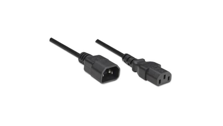 Przedłużacz kabel Zasilający Iec320 C14 Na C13 10A 1M Czarny ICOC 03-NC-01