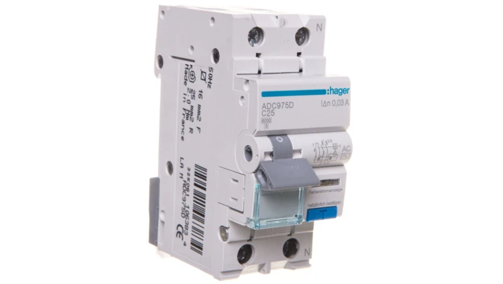 Wyłącznik różnicowo-nadprądowy RCBO 2P C25A 0,03A Typ AC ADC975D