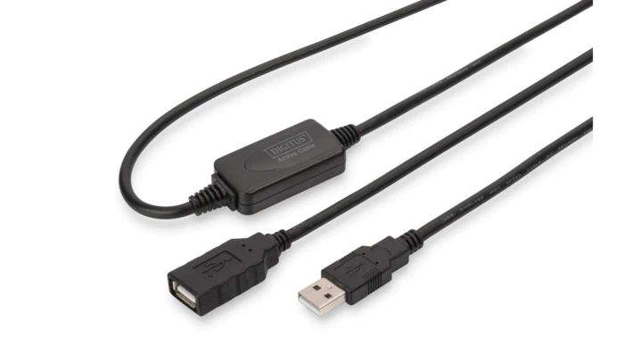 Repeater USB A/USB A M/Ż czarny 10m