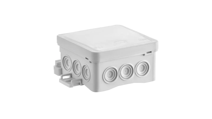 Puszka naścienna 75x40x75mm z dławnicą zintegrowaną samozatrzaskowa, bezhalogenowa, seria FASTBOXiHOOK biała IP54 NS5 35360106