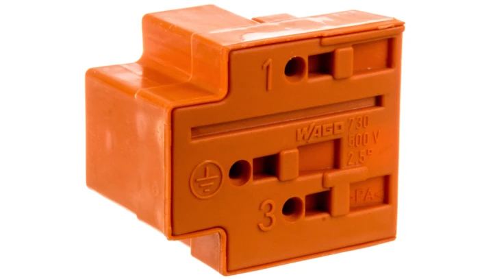 Wtyk rozgałęźny 3-torowy 2,5mm2 2x L, 1x PE pomarańczowy 730-113 /50szt./