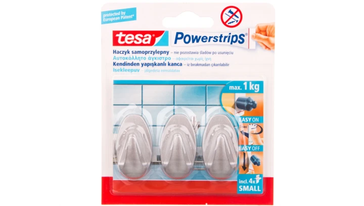 Haczyk samoprzylepny POWERSTRIPS owalny mały 3szt. + plastry max 1kg 4szt. 57519-00100-02