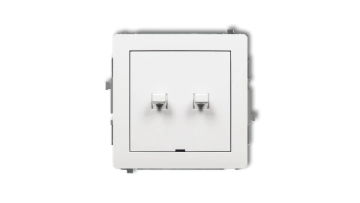 DECO Mechanizm łącznika jednobiegunowego ze schodowym w stylu amerykańskim (dwa klawisze bez piktogramów, osobne zasilanie) biał