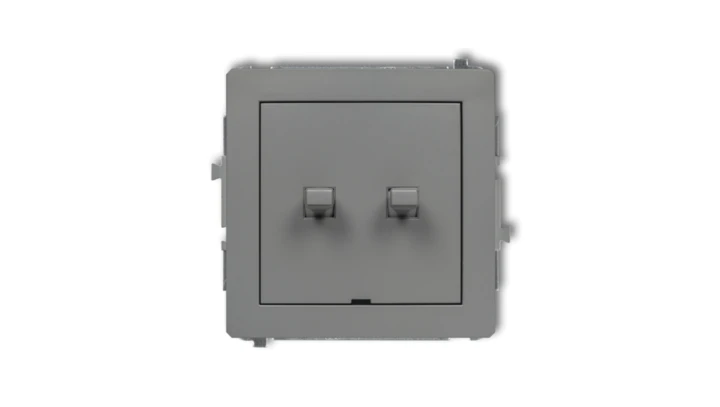 DECO Mechanizm łącznika jednobiegunowego ze schodowym w stylu amerykańskim (dwa klawisze bez piktogramów, wspólne zasilanie) sza