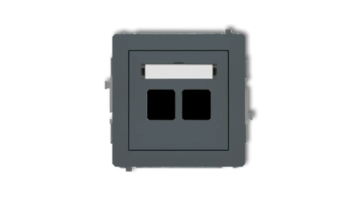 DECO Mechanizm gniazda multimedialnego podwójnego bez modułu (standard Keystone) grafitowy mat 28DGM-2P