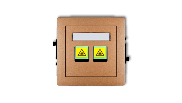 DECO Mechanizm gniazda światłowodowego/optycznego podwójnego złoty metalik 8DGOP-2