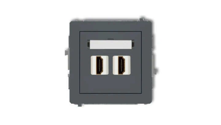 DECO Mechanizm gniazda podwójnego HDMI 2.0 grafitowy mat 28DHDMI-4