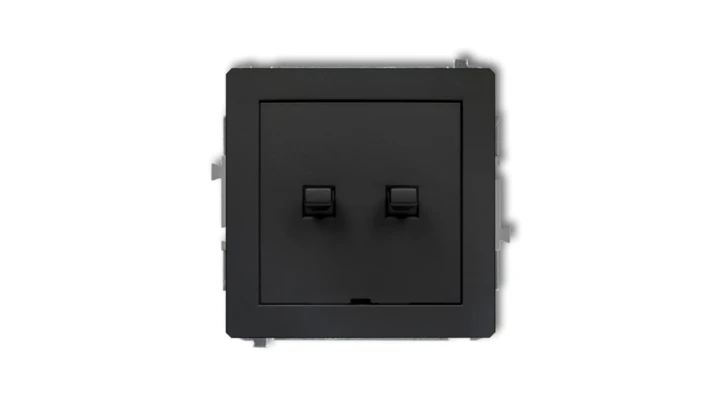 DECO Mechanizm łącznika jednobiegunowego ze schodowym w stylu amerykańskim (dwa klawisze bez piktogramów, wspólne zasilanie) cza