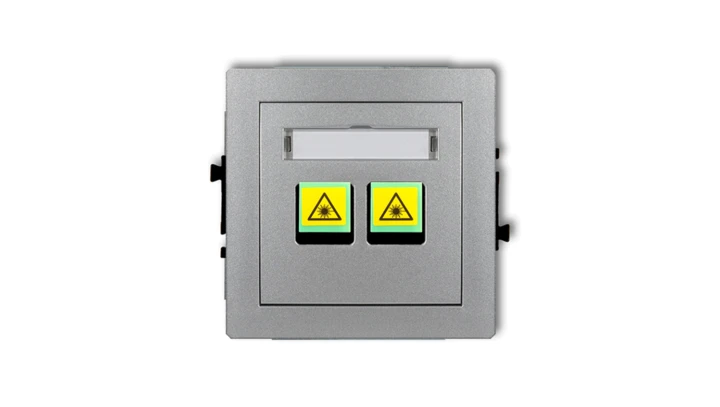 DECO Mechanizm gniazda światłowodowego/optycznego podwójnego srebrny metalik 7DGOP-2