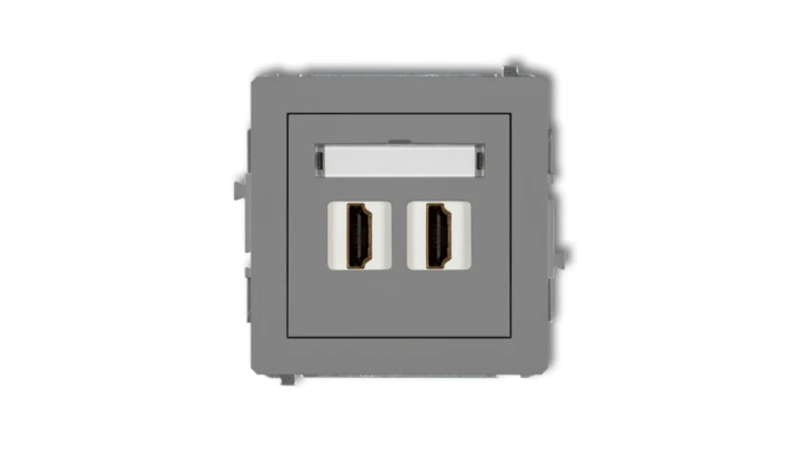 DECO Mechanizm gniazda podwójnego HDMI 2.0 szary mat 27DHDMI-4