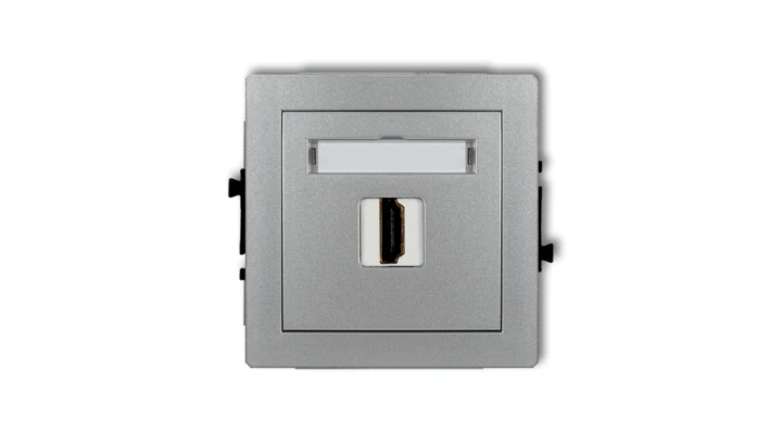 DECO Mechanizm gniazda pojedynczego HDMI 2.0 srebrny metalik 7DHDMI-3