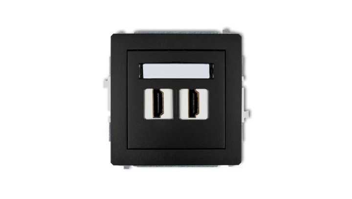 DECO Mechanizm gniazda podwójnego HDMI 2.0 czarny mat 12DHDMI-4