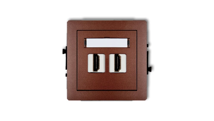 DECO Mechanizm gniazda podwójnego HDMI 2.0 brązowy metalik 9DHDMI-4