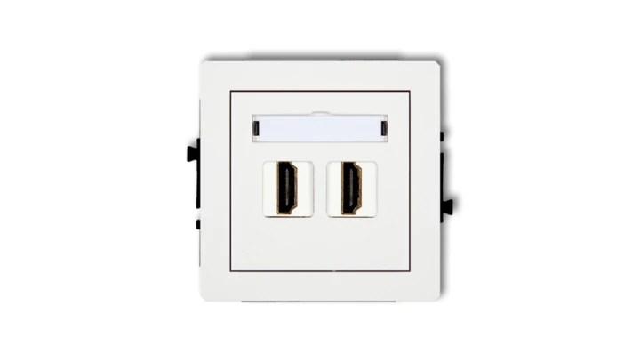 DECO Mechanizm gniazda podwójnego HDMI 2.0 biały DHDMI-4