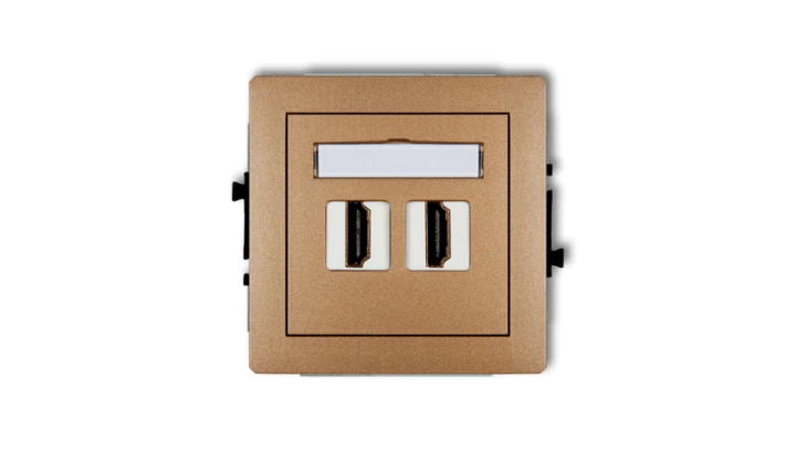 DECO Mechanizm gniazda podwójnego HDMI 2.0 złoty metalik 8DHDMI-4