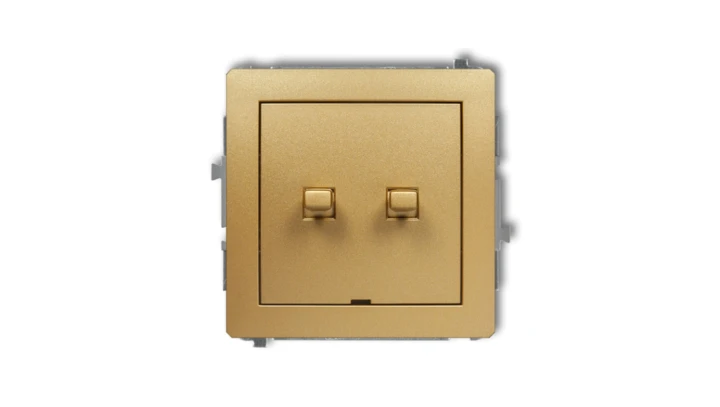 DECO Mechanizm łącznika jednobiegunowego ze schodowym w stylu amerykańskim (dwa klawisze bez piktogramów, wspólne zasilanie) zło