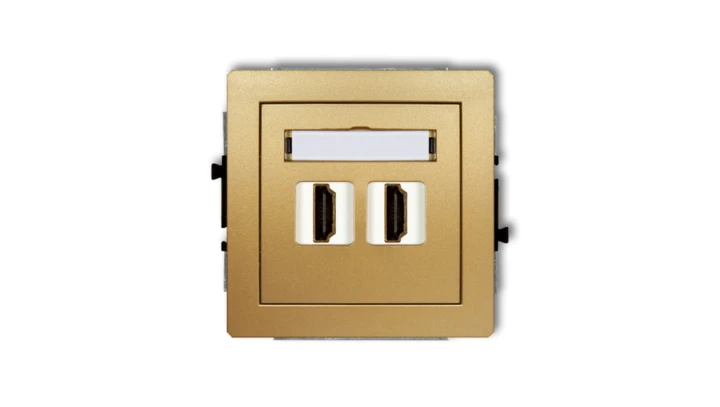 DECO Mechanizm gniazda podwójnego HDMI 2.0 złoty 29DHDMI-4