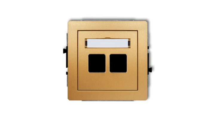 DECO Mechanizm gniazda multimedialnego podwójnego bez modułu (standard Keystone) złoty 29DGM-2P