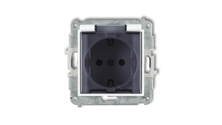 Mechanizm gniazda bryzgoszczelnego z uziemieniem SCHUKO 2P+Z (klapka dymna, przesłony torów prądowych) MGPB-1sdp