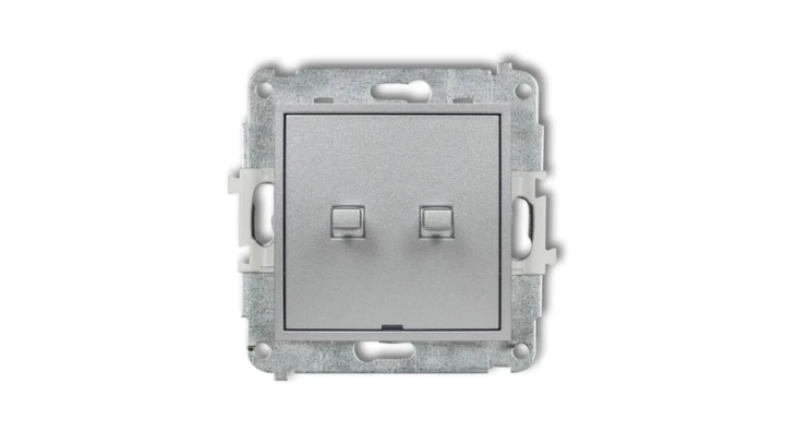 MINI Mechanizm łącznika podwójnego schodowego w stylu amerykańskim (dwa klawisze bez piktogramów) srebrny metalik 7MWPUS-33.1