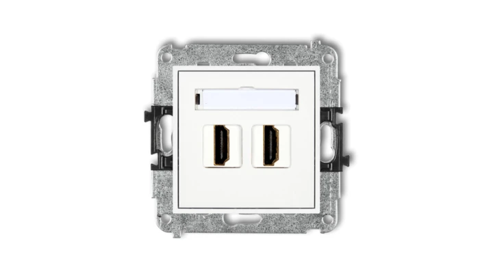 MINI Mechanizm gniazda podwójnego HDMI 2.0 biały MHDMI-4