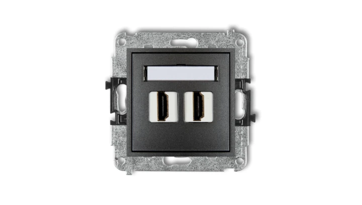 MINI Mechanizm gniazda podwójnego HDMI 2.0 grafitowy 11MHDMI-4