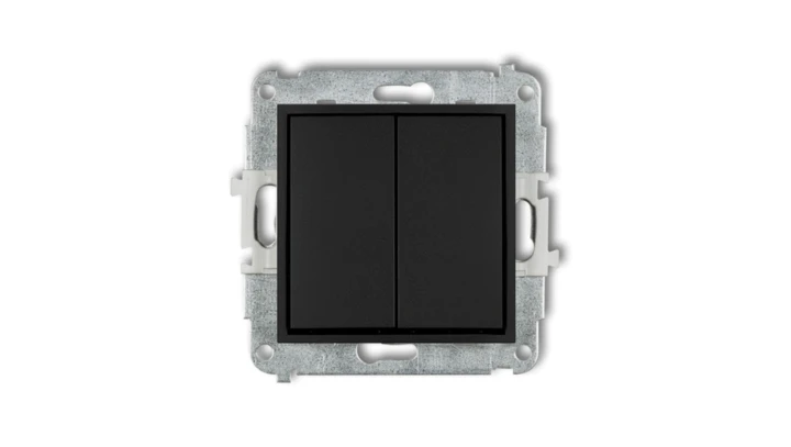 MINI Mechanizm łącznika podwójnego krzyżowego (dwa klawisze bez piktogramu) czarny mat 12MWP-66.1