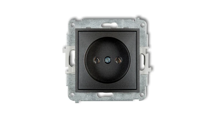 MINI Mechanizm gniazda pojedynczego bez uziemienia 2P (bez przesłon torów prądowych) grafitowy 11MGP-1