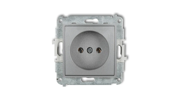 MINI Mechanizm gniazda pojedynczego bez uziemienia 2P (bez przesłon torów prądowych) srebrny metalik 7MGP-1