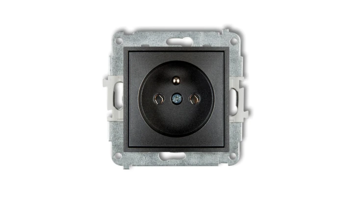 MINI Mechanizm gniazda pojedynczego z uziemieniem 2P+Z (bez przesłon torów prądowych) grafitowy 11MGP-1z