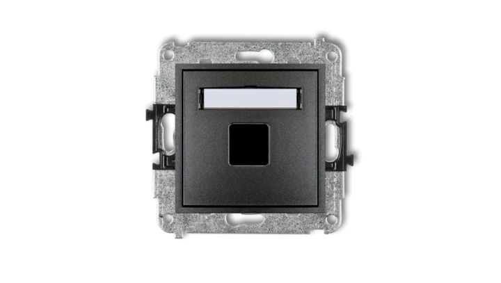 MINI Mechanizm gniazda multimedialnego pojedynczego bez modułu (standard Keystone) grafitowy 11MGM-1P