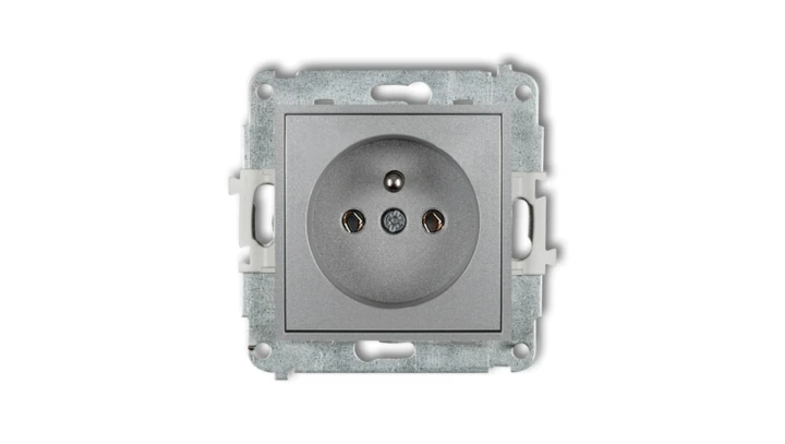 MINI Mechanizm gniazda pojedynczego z uziemieniem 2P+Z (bez przesłon torów prądowych) srebrny metalik 7MGP-1z