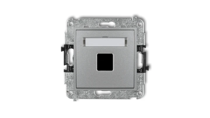 MINI Mechanizm gniazda multimedialnego pojedynczego bez modułu (standard Keystone) srebrny metalik 7MGM-1P
