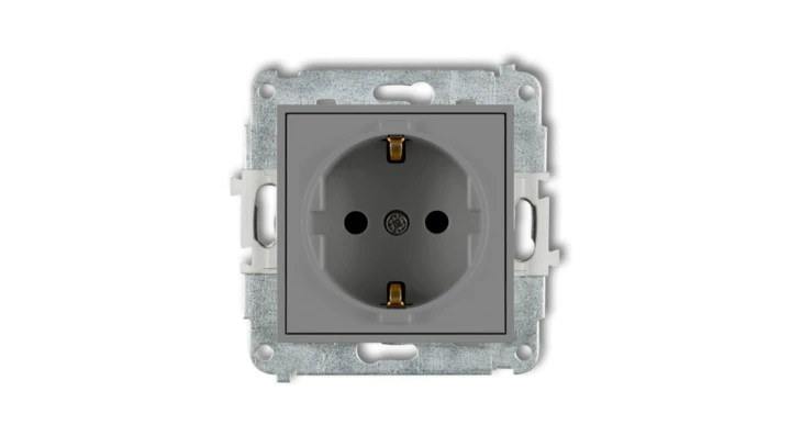 Mechanizm gniazda pojedynczego z uziemieniem SCHUKO 2P+Z (przesłony torów prądowych) szary mat 27MGP-1sp
