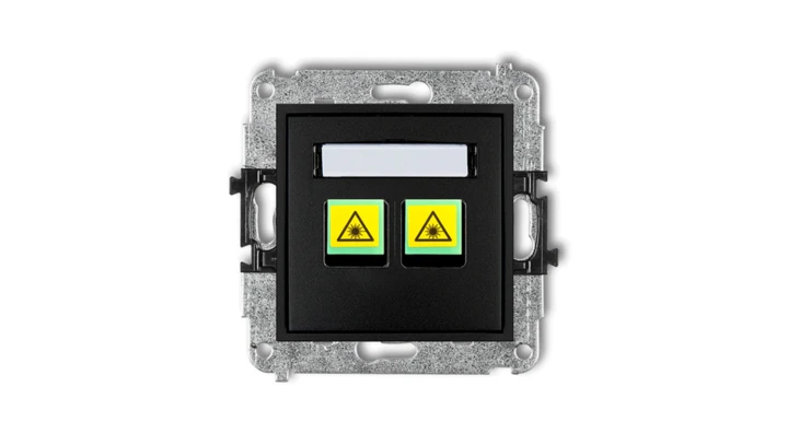 MINI Mechanizm gniazda światłowodowego/optycznego podwójnego czarny mat 12MGOP-2