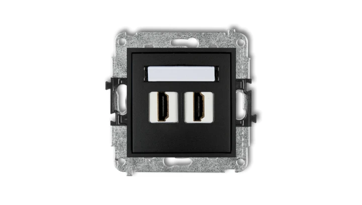 MINI Mechanizm gniazda podwójnego HDMI 2.0 czarny mat 12MHDMI-4